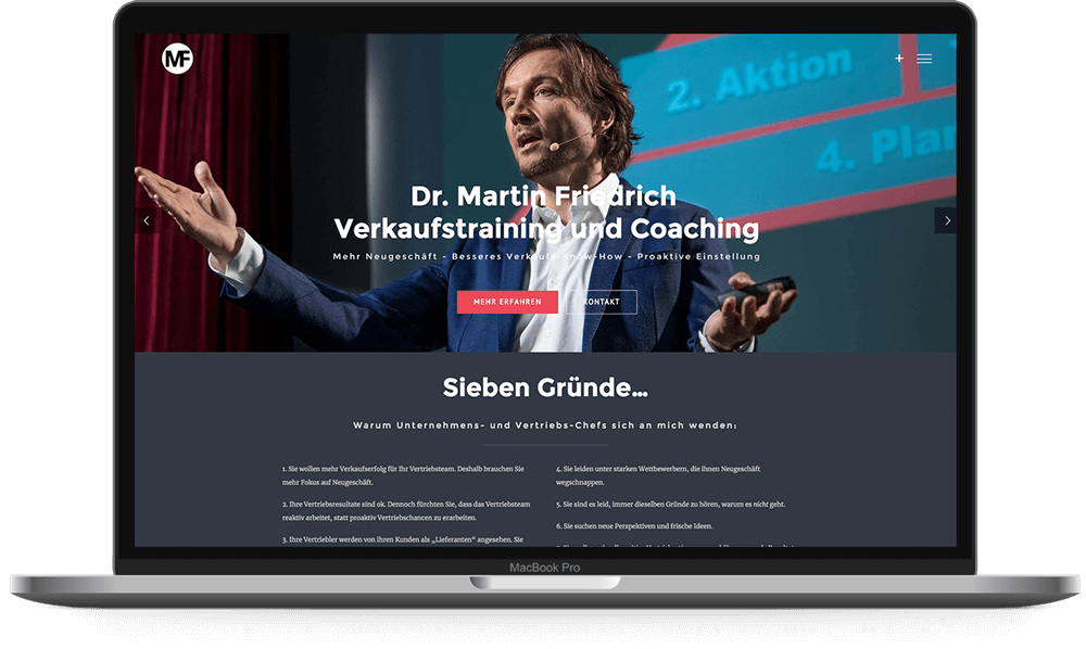Website für Dr. Martin Friedrich Verkaufstraining